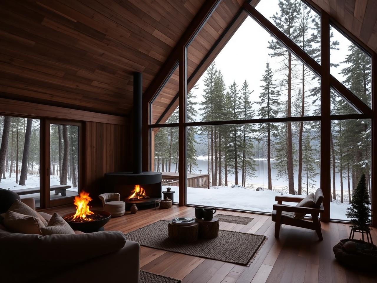 Cabane d'auteur sur lac gelé